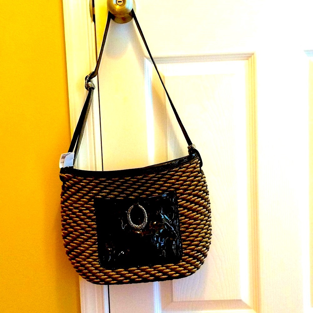 NWOT Brighton weaved body bag w silver hardware